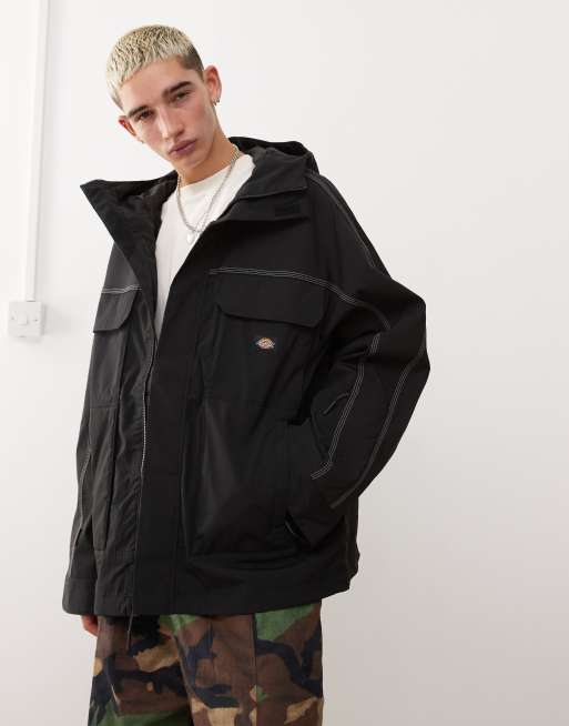 Dickies Ronan hooded windbreaker jacket in black ASOS