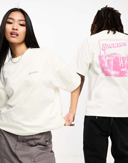 Dickies – Rose Lodge – T-shirt w kolorze złamanej bieli z krajobrazowym nadrukiem na plecach