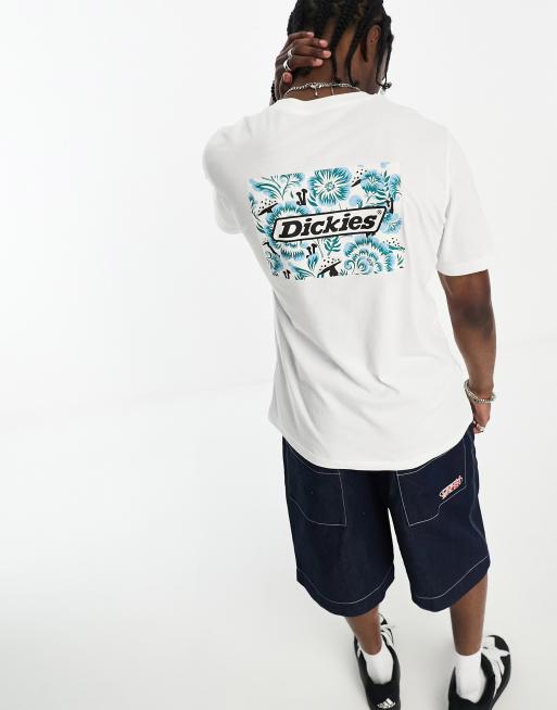 Dickies - Roseburg - T-shirt met vierkante bloemenprint op de achterkant in wit