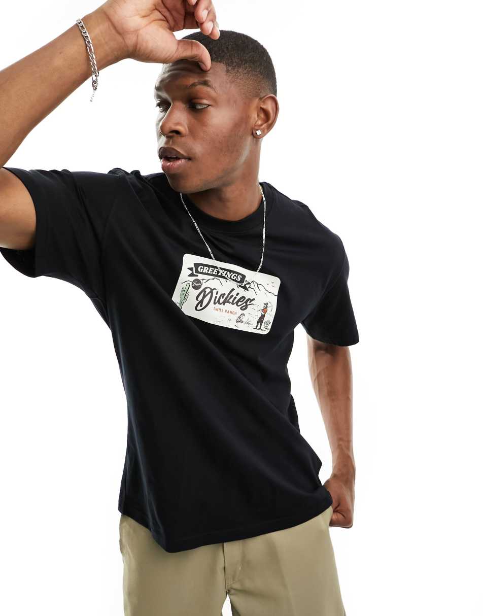 Dickies rossville vintage poster graphic print t-shirt in black