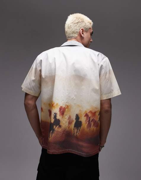 Dickies running wild western graphic print shirt in tan 