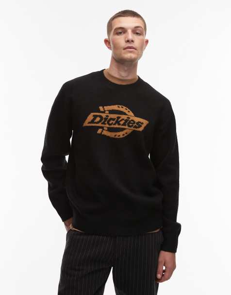 Dickies – Ruston – Strickpullover in Schwarz mit großem Hufeisen-Logo vorne - view 1