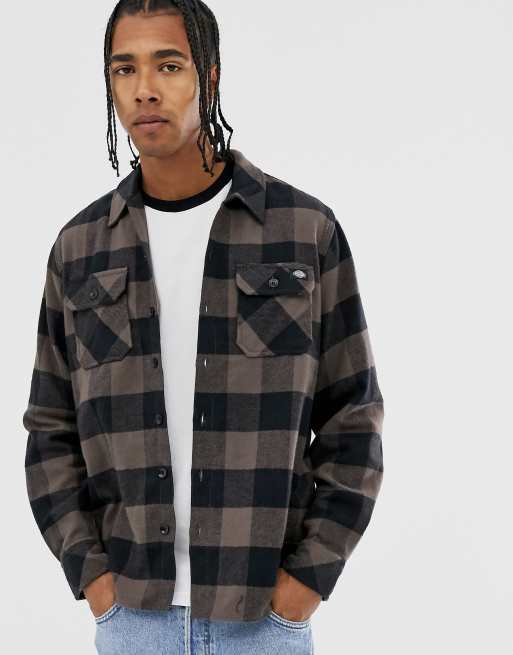 Dickies – Sacramento – Szara koszula z długim rękawem i wzorem w kratę