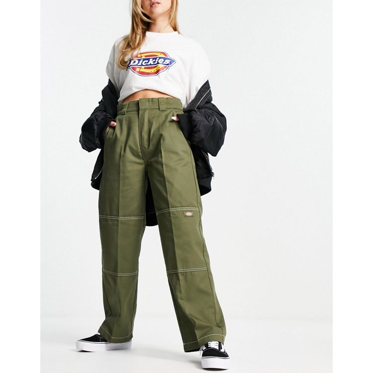 Dickies Sawyerville pants in khaki | Miss Selfridge mini Tieredcon