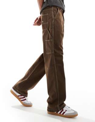 Dickies seasonal denim carpenter jeans in mid brown