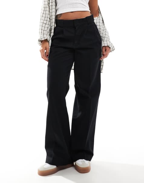 Dickies seasonal enhanced pleated wide leg trousers in black - view 1