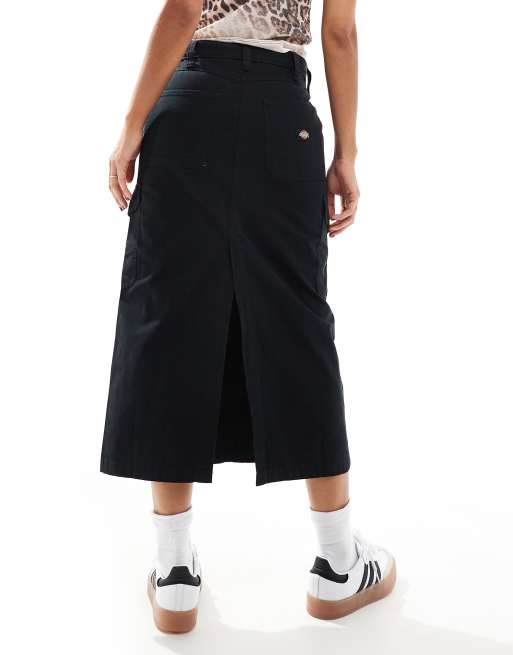 Dickies seasonal maxi cargo skirt in black | ASOS