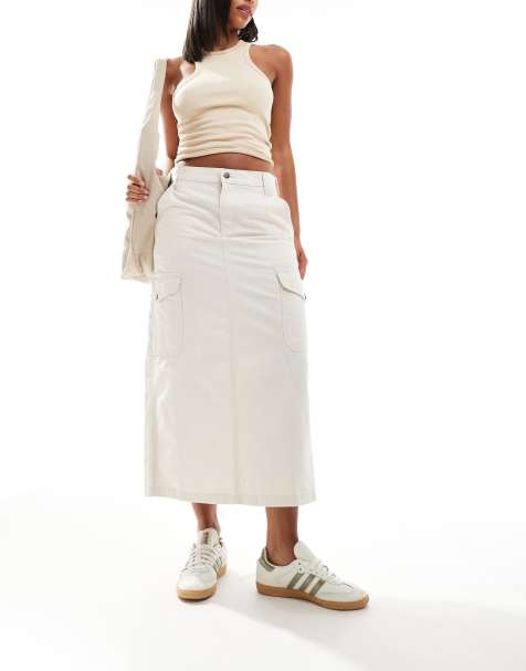Dickies seasonal maxi cargo skirt in off white - view 1