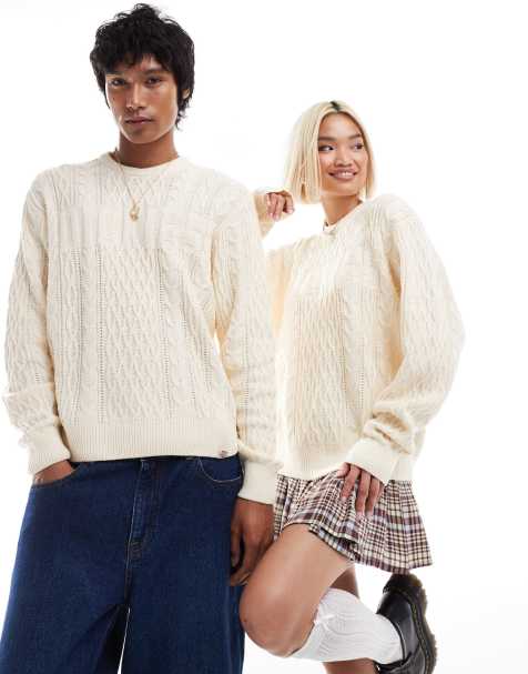 Dickies - Seasonal - Pull en maille à logo ton sur ton - Blanc cassé - view 1
