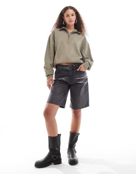 Dickies - Seasonal - Pull oversize en maille à col zippé - Vert kaki - view 1