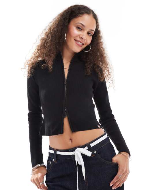 Dickies – Seasonal – Strickjacke in Schwarz mit durchgehendem Reißverschluss