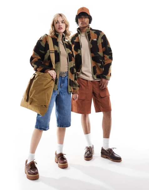 Dickies – Seasonal – Teddyfell-Jacke in Braun-Bunt mit abstraktem Muster - view 1