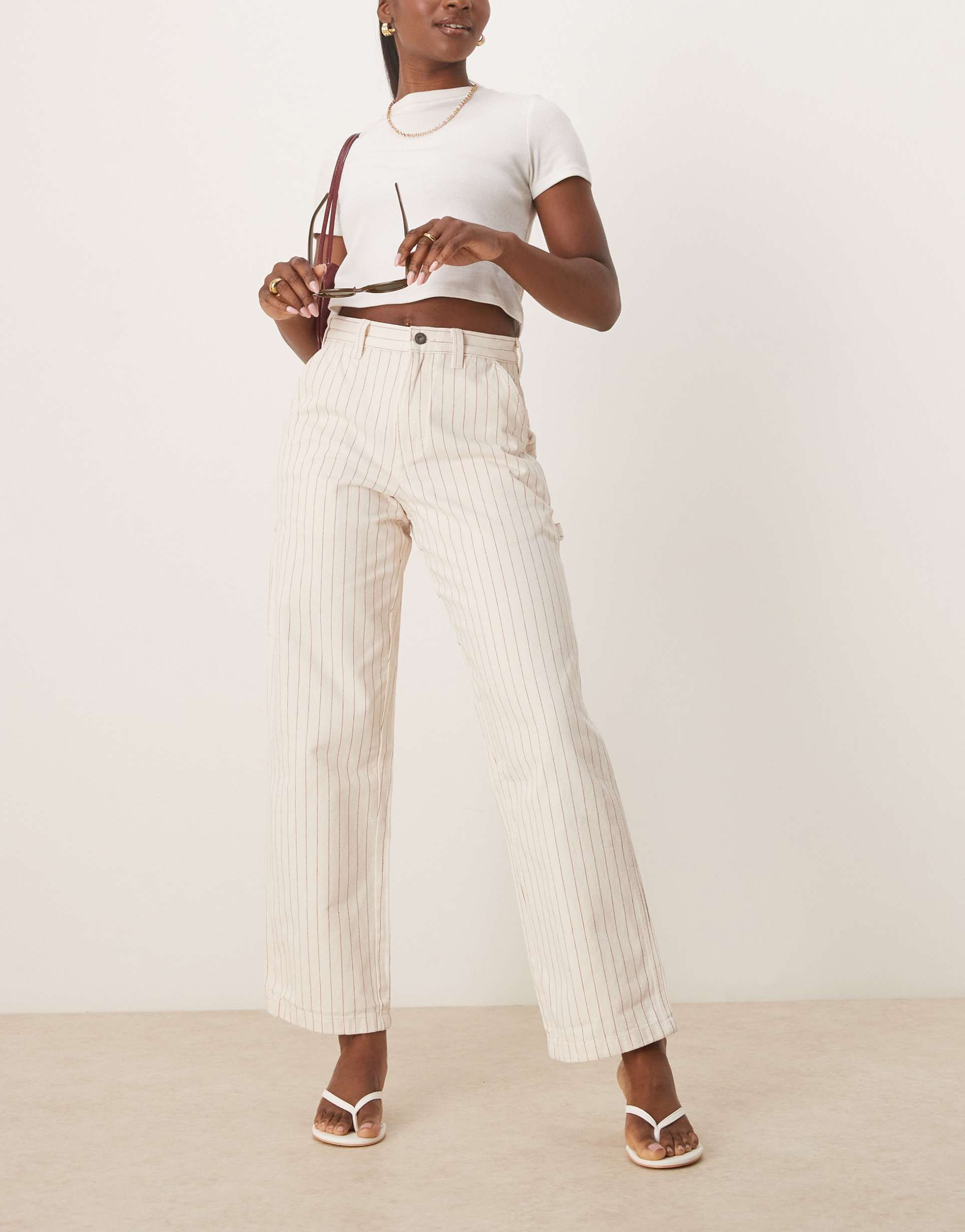 dickies service carpenter pants in white