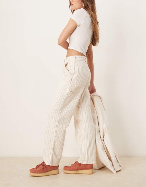 Dickies - Service - Pantaloni color bianco sporco a righe