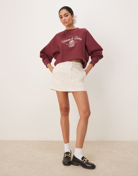 Dickies service mini work skirt with stripes in off white