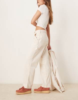Dickies service stripe carpenter trousers in off white - view 1