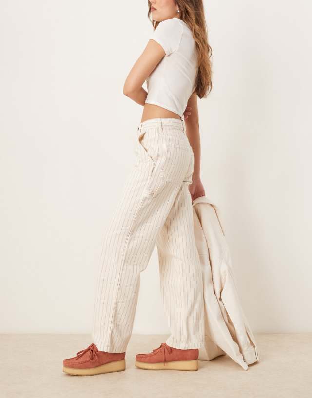 Dickies service stripe carpenter trousers in off white | ASOS
