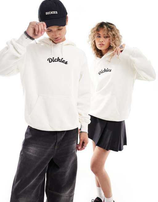 Dickies - Shawsville - Felpa bianco sporco con logo centrale e cappuccio