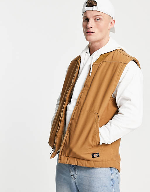 Dickies Sherpa Lined vest in brown | ASOS