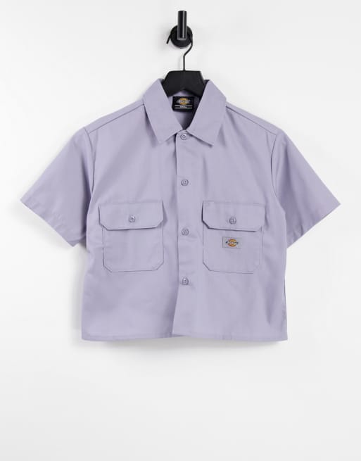 Dickies short sleeve cropped work shirt in lilac