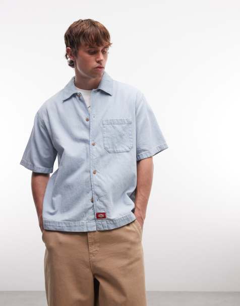 Dickies short sleeve denim shirt in light blue - view 1