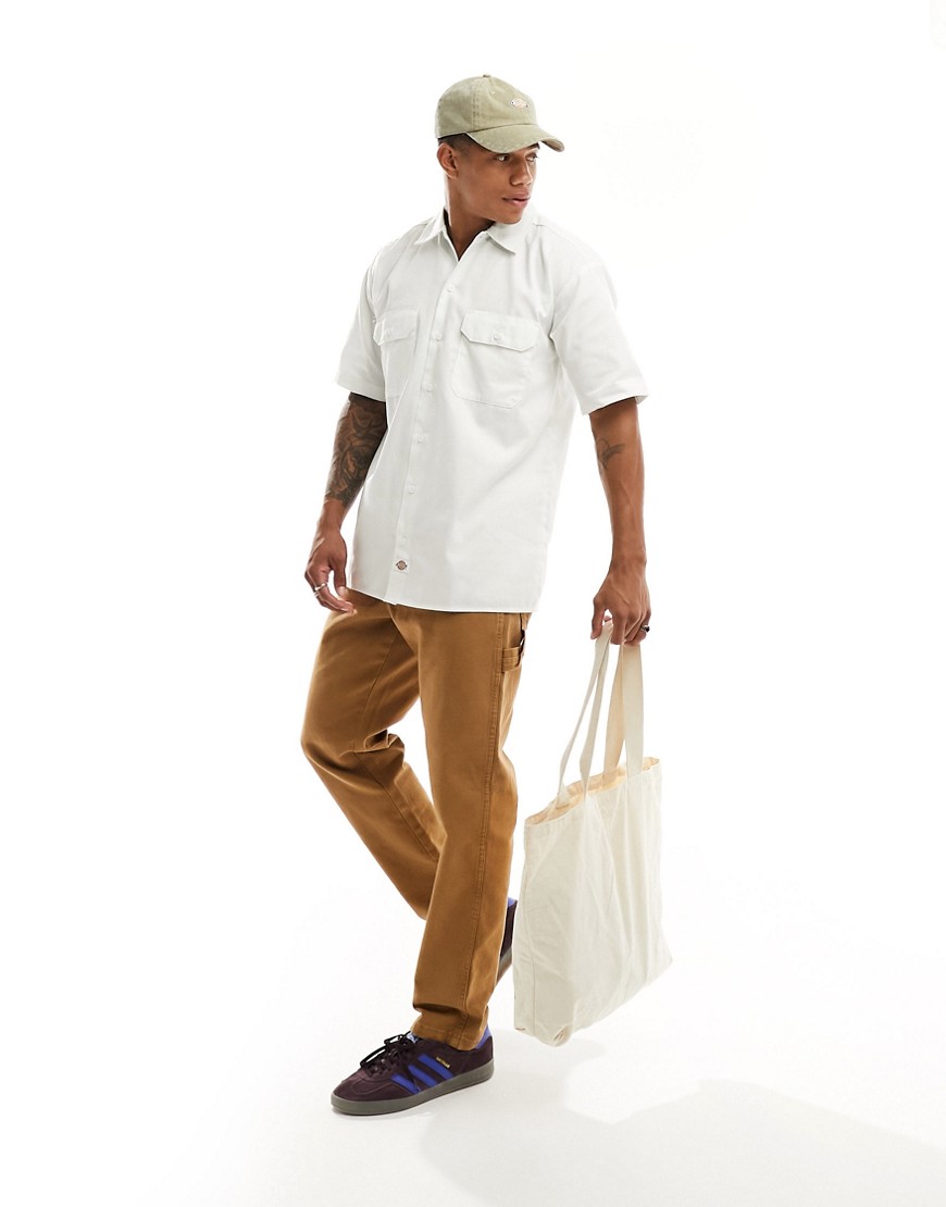 Dickies short sleeve work shirt in white
