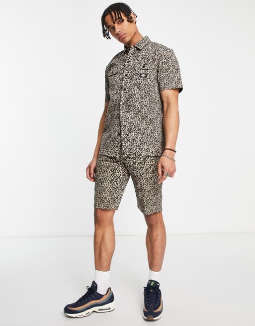 Dickies Silver Firs leopard print shorts in multi 