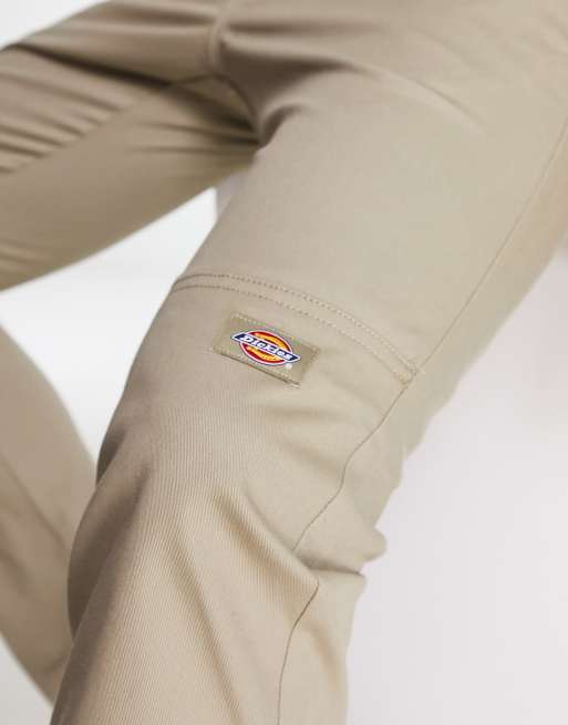 Dickies slim skinny double knee work chino pants in khaki