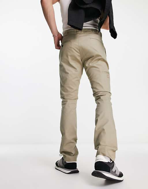 Dickies slim skinny double knee work chino trousers in khaki Dickies slim skinny double knee work chino trousers in khaki