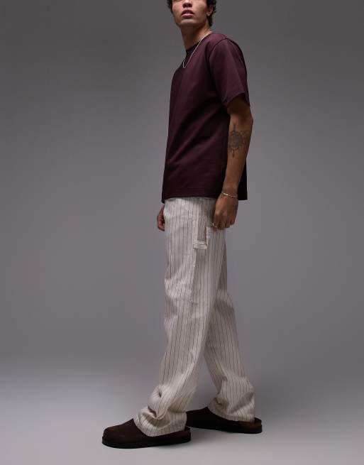 Dickies – Spodnie typu carpenter w kolorze złamanej bieli w czerwone prążki, 3 z 5