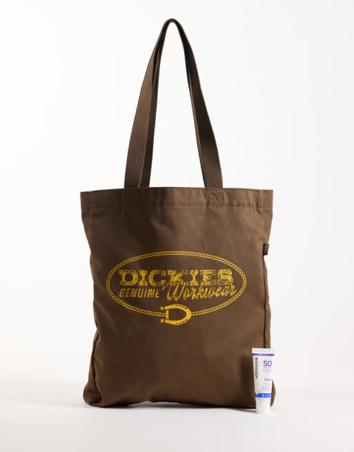Dickies sæsonpræget grafisk tote i brun, 2 af 4