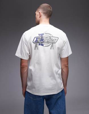 Dickies - Statesville - T-Shirt in Wollweiß mit Hufeisen-Print auf dem Rücken
