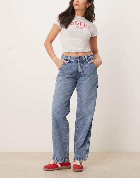 Dickies stevensville baggy carpenter denim jeans in rinsed blue with fade - view 1