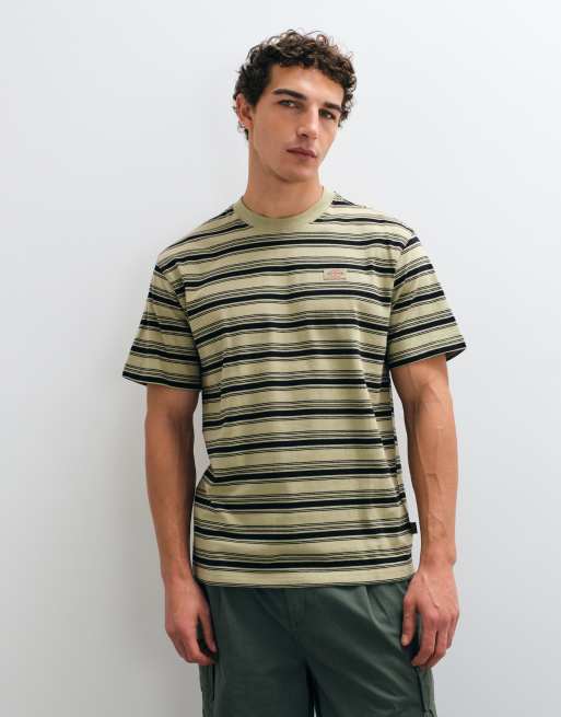 Dickies Stevensville gestreiftes T-Shirt mit kurzen Ärmeln in Wollweiß und Schwarz, 2 von 5