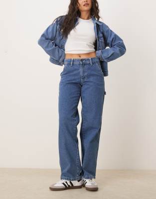 Dickies Dickies stevensville loose fit carpenter denim jeans in classic blue