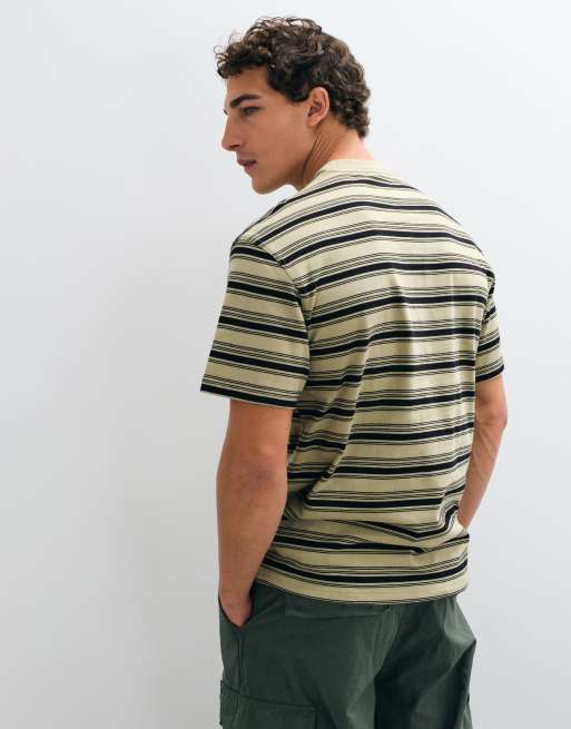 Dickies Stevensville short sleeve stripe t-shirt in off white and black, 5 of 5