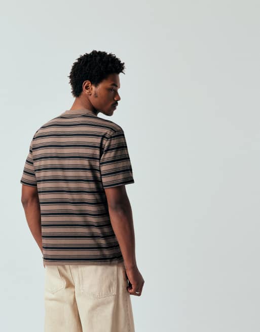 Dickies stevensville stripe t-shirt in brown, 3 of 5