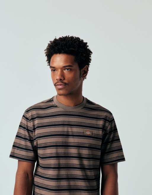 Dickies stevensville stripe t-shirt in brown, 4 of 5