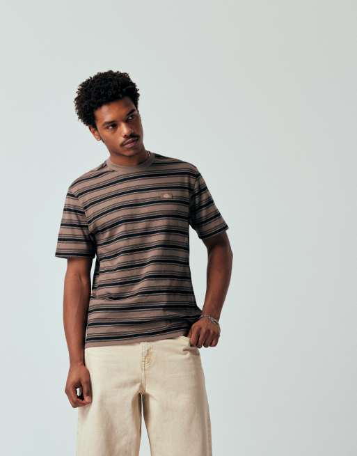 Dickies stevensville stripe t-shirt in brown, 5 of 5