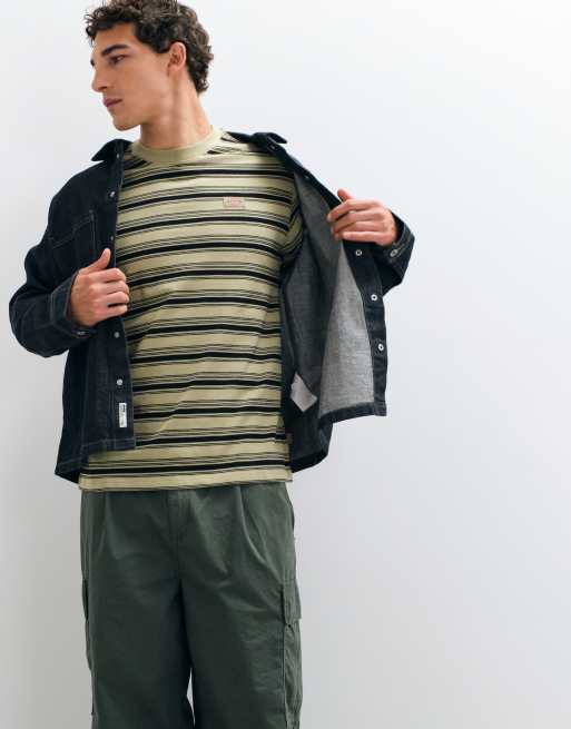 Dickies Stevensville T-shirt a righe a maniche corte in bianco sporco e nero, 4 di 5