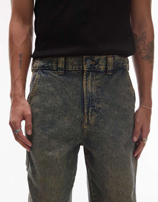 Dickies – Stevensville – Weite Carpenter-Jeans aus Denim in Indigoblau mit gelbem Farbstich, 4 von 5