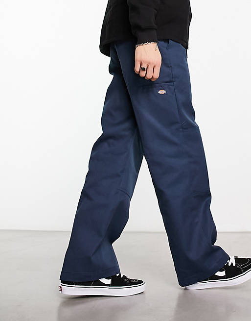 Dickies straight fit double knee work chino pants in blue | ASOS