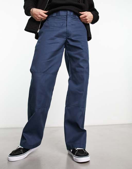 Dickies straight fit double knee work chino trousers in blue