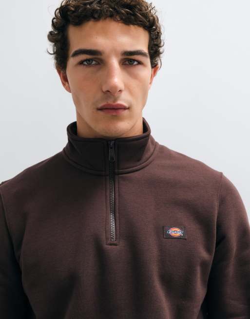 Dickies sudadera con cremallera de 1/4 Oakport en marrón chocolate, 2 de 5