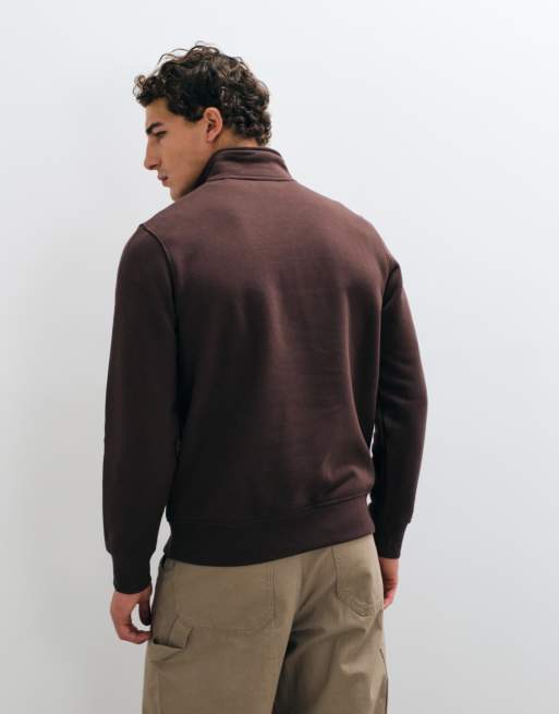 Dickies sudadera con cremallera de 1/4 Oakport en marrón chocolate, 5 de 5