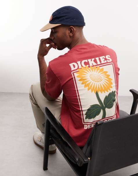 Dickies Sunflower back print t-shirt in red - exclusive to ASOS - view 1