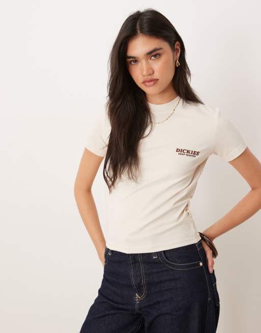 Dickies sunflower graphic back print baby tee in off white- exclusive to ASOS, 2 of 4