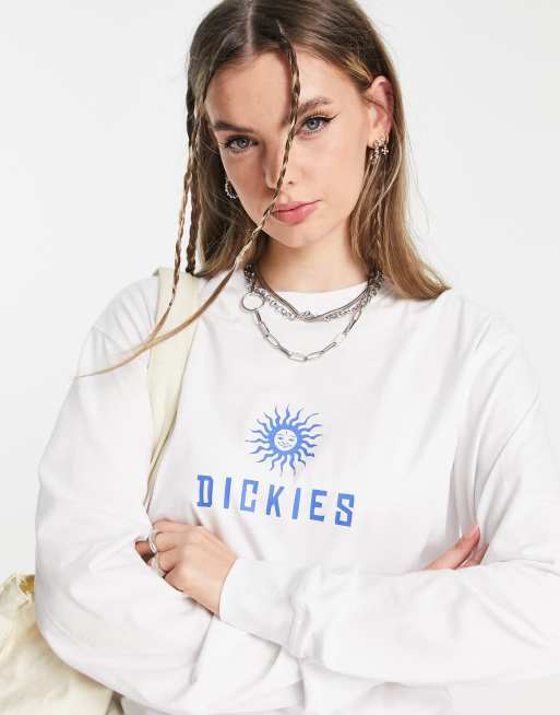 Dickies - Mapleton - T-shirt à manches longues et petit logo - Blanc