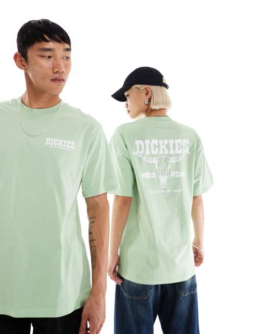 Dickies - T-shirt a maniche corte con stampa sul retro stile western color verde chiaro - In esclusiva per ASOS