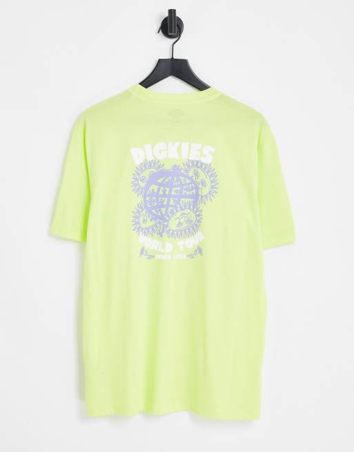 Dickies - T-shirt avec imprimé globe au dos - Citron vert - Exclusivité ASOS